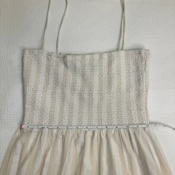 Boohoo Smocked Striped Sundress Maxi Cotton Women’s 6 Tiered Coastal Cottagecore - Picture 7 of 16